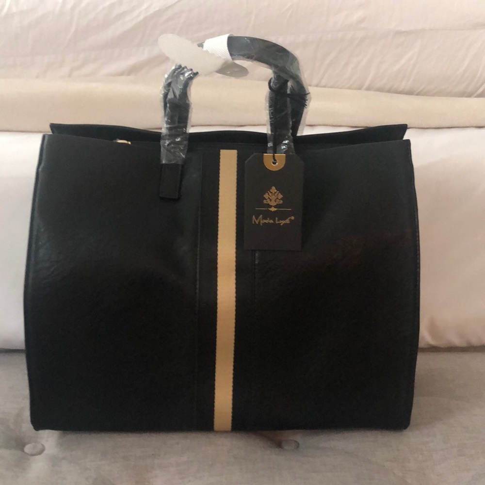 Black faux leather Royce Bag